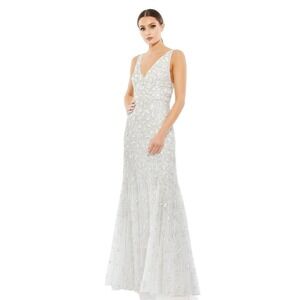 Mac Duggal 10814 HAND EMBELLISHED SLEEVELESS BEADED GOWN DRESS Size 12 MSRP $298